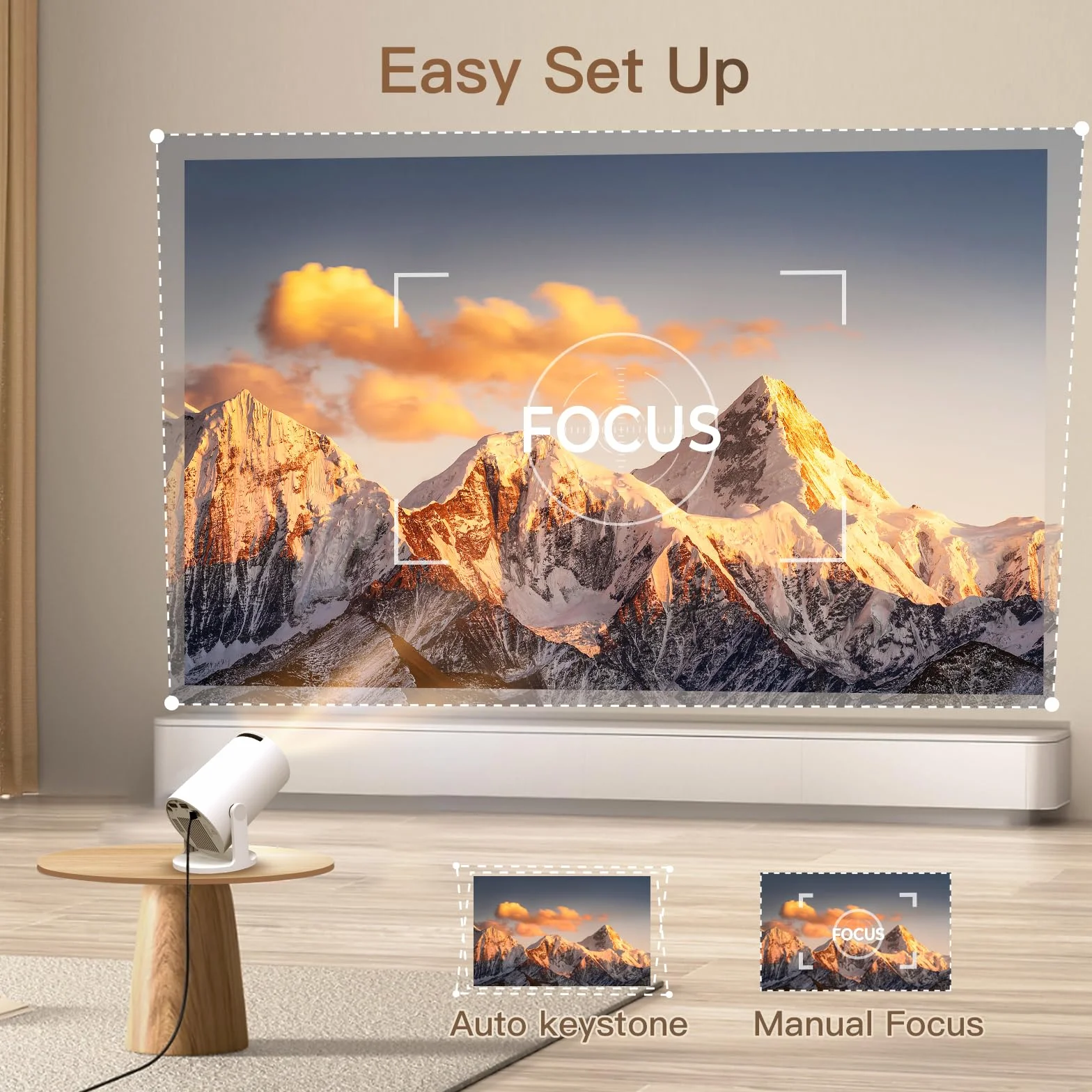 Mini Proiettore con WiFi e Bluetooth Integrato, Android 14, Supporto 1080P 4K, Proiettore Portatile, Rotazione 180°, Versione Aggiornata HY300 Pro+, per Uso Domestico ed Esterno LYNCAST