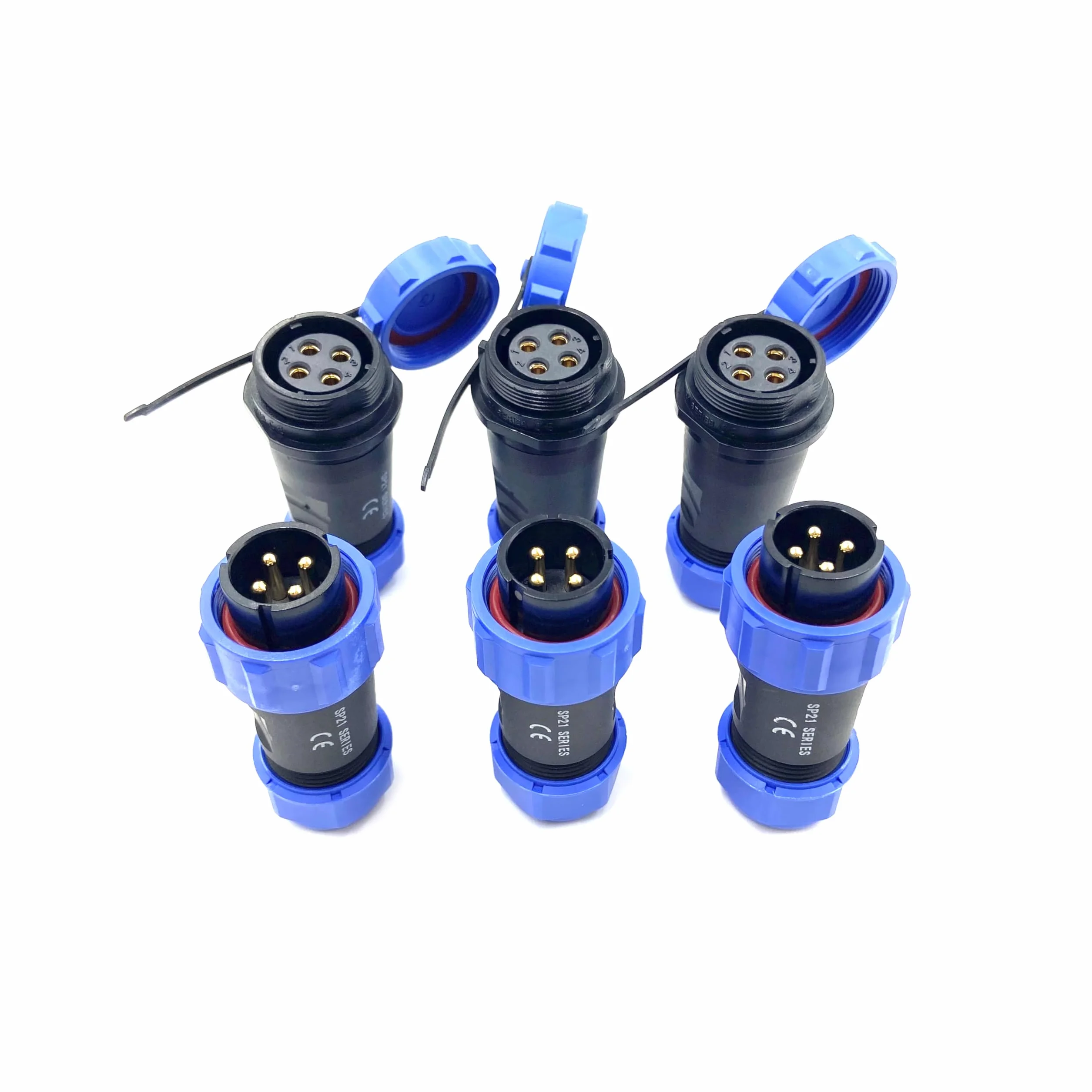 3 connettori per aeronautica SP21 4 poli, IP68 4 pin, spina aviazione senza saldatura, spina impermeabile per lampade esterne, 500 V 30 A (12 AWG cavo a vite crimpatura)