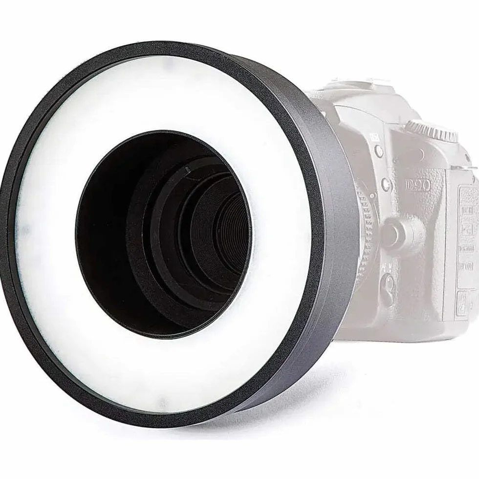 Kaiser Fototechnik 3250 KR90 - Luce ad anello, 30x LED tre chip, filettatura del filtro: 77 mm, batteria integrata, incl. anello adattatore, 55-72 mm, colore: Nero