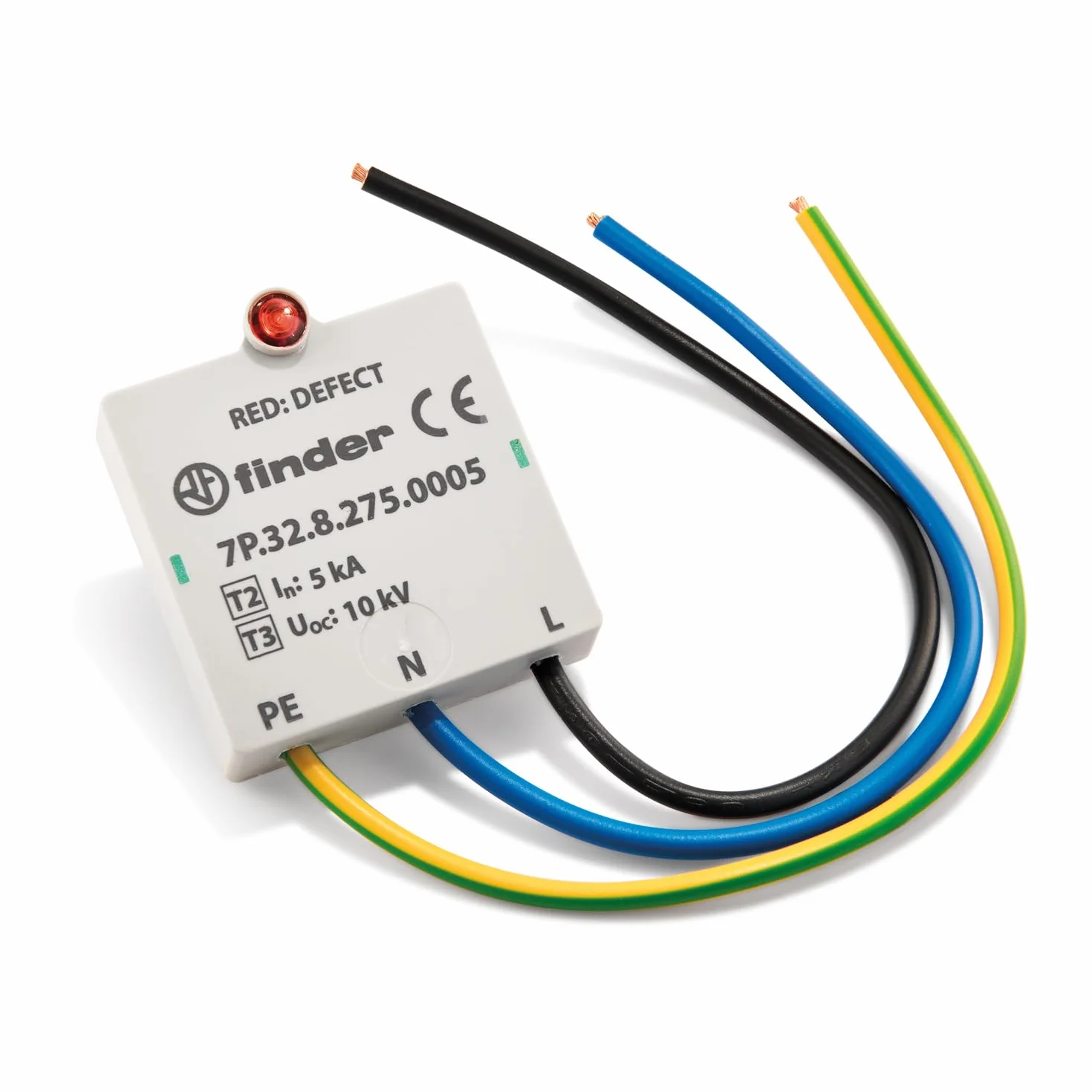 Finder Scaricatore di Sovratensione 7P.32 Tipo 3, per sistemi TT e TN-S, monofase, installazione ad incasso e su barra DIN