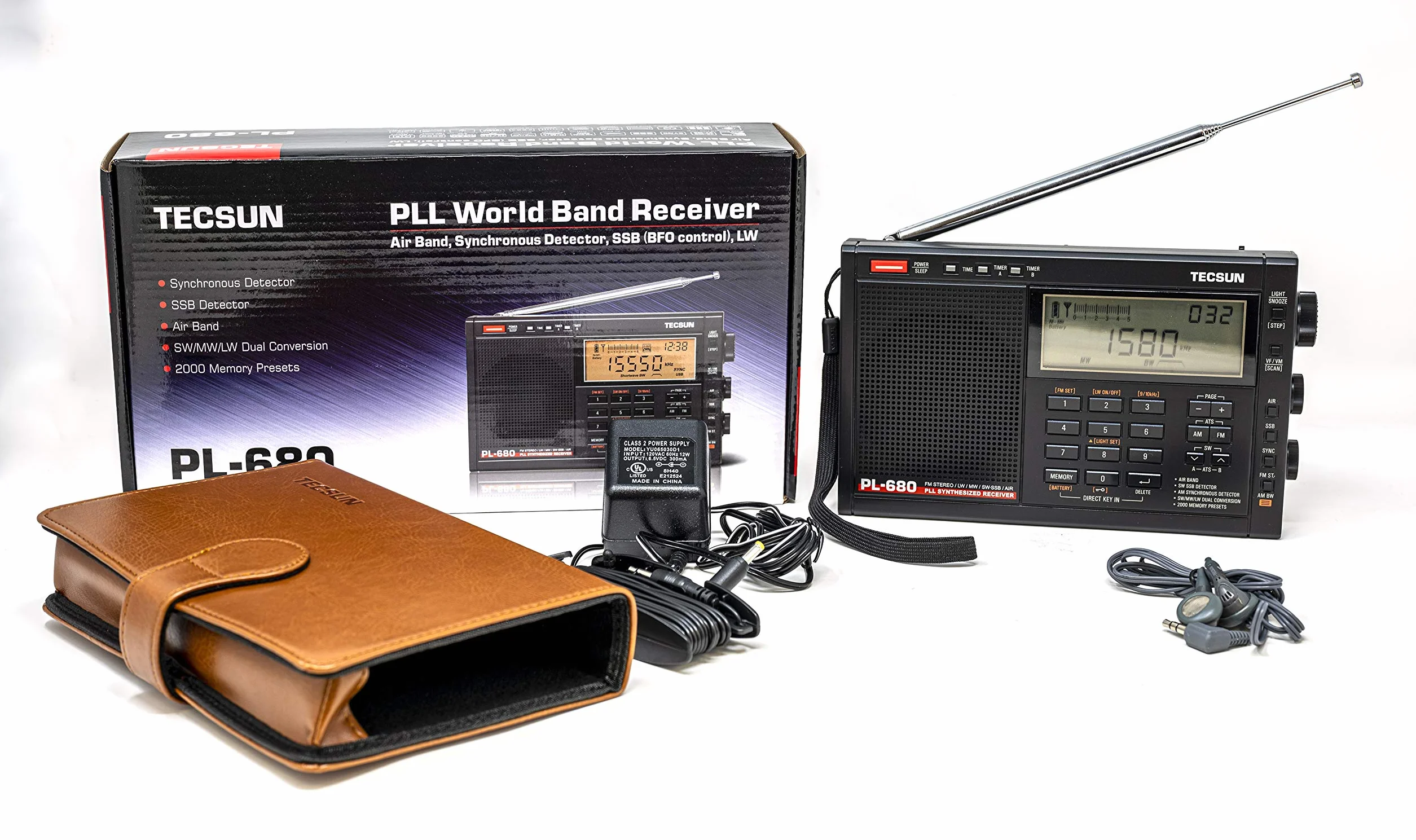 Tecsun PL-680 Ricevitore portatile AM FM VHF Airband SSB Nero