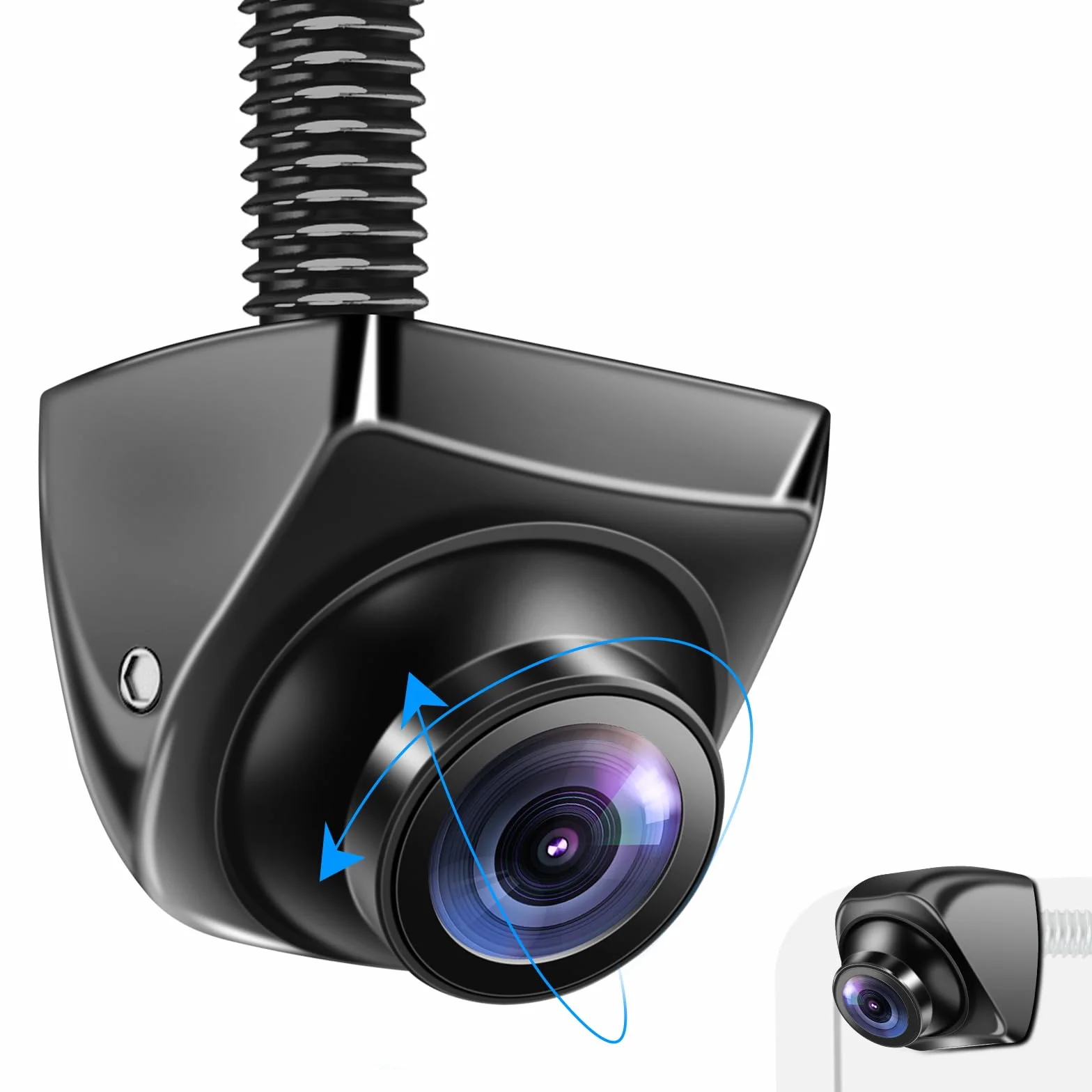 Retrocamera AHD 1080P/AHD 720P/CVBS/PAL Retrocamera Auto, 360° Rotante Telecamera Posteriore Auto Telecamera Retromarcia Auto Notturna 170° Grandangolo IP69 Impermeabile per SUV 12V-24V Pickup Camper
