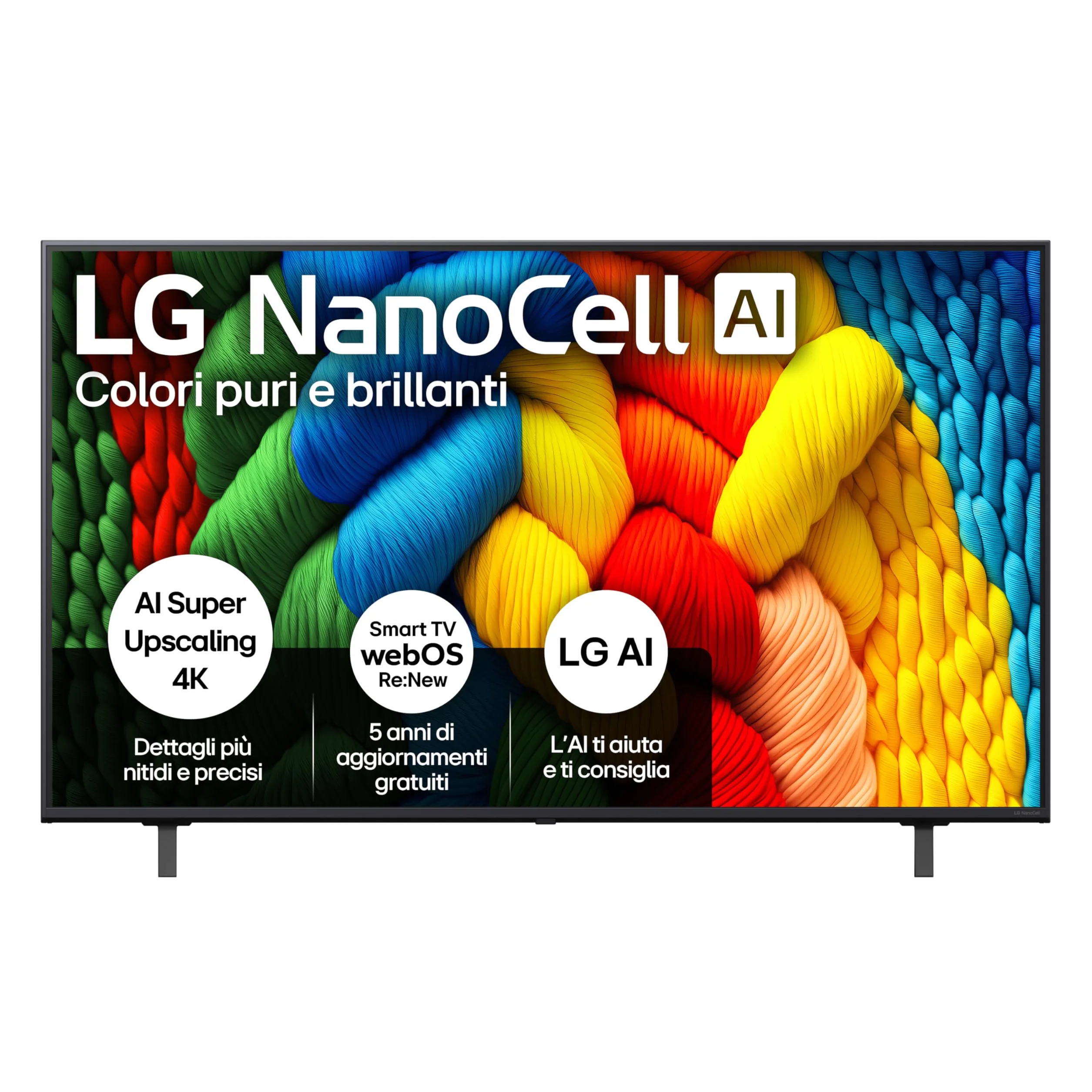 LG NanoCell AI NANO80 TV 55 pollici, Smart TV 4K, Processore α7 Gen8, Tecnologia NanoCell, webOS con AI e telecomando puntatore AI, Filmmaker mode, Gaming con VRR 4K@60Hz, 55NANO80A6B 2025
