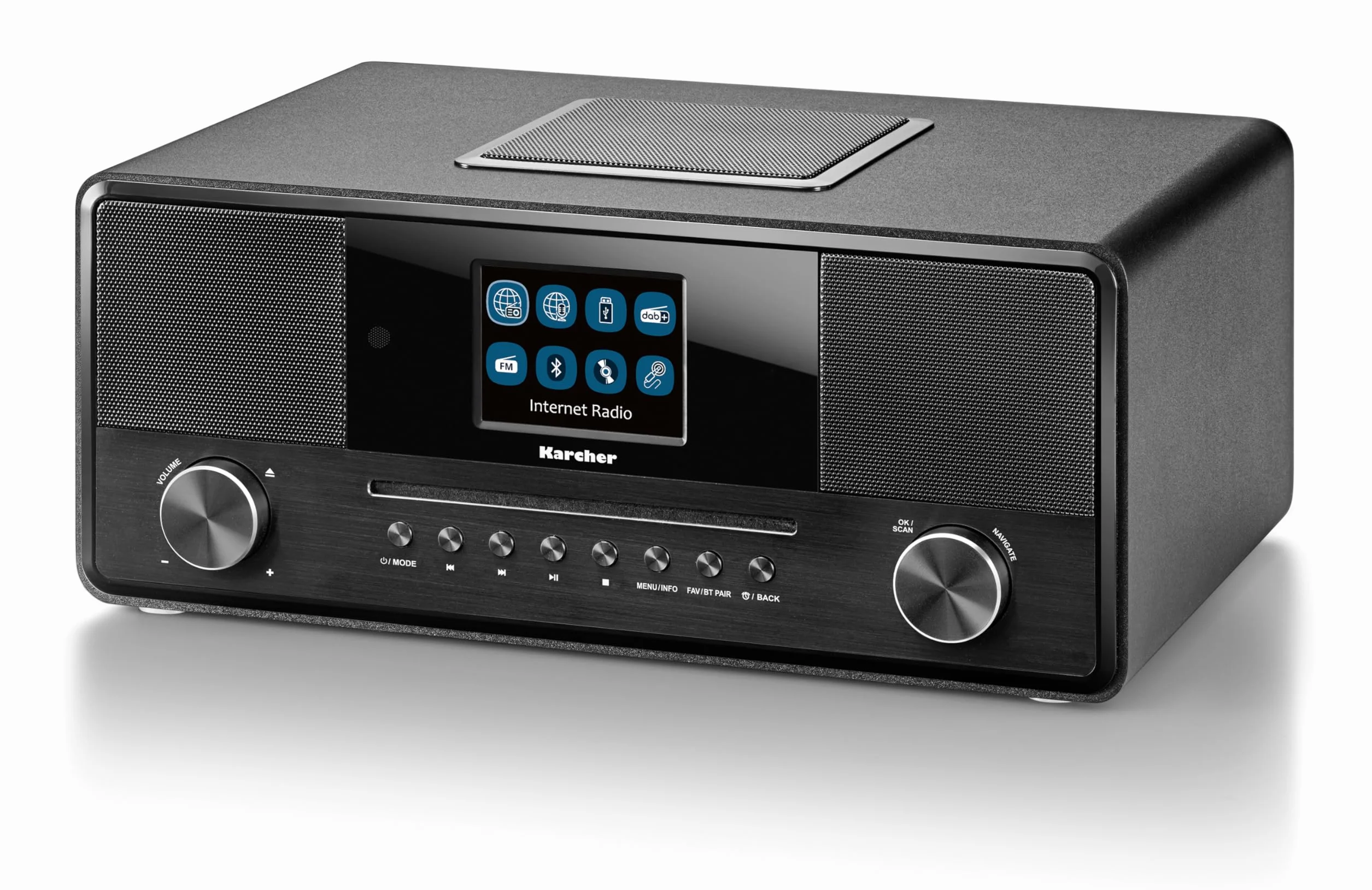 Karcher DAB 9000CDi Radio Internet z czytnikiem CD DAB+ UKW-RDS WLAN Bluetooth USB AUX-IN Podwójny budzik Subwoofer Czarny