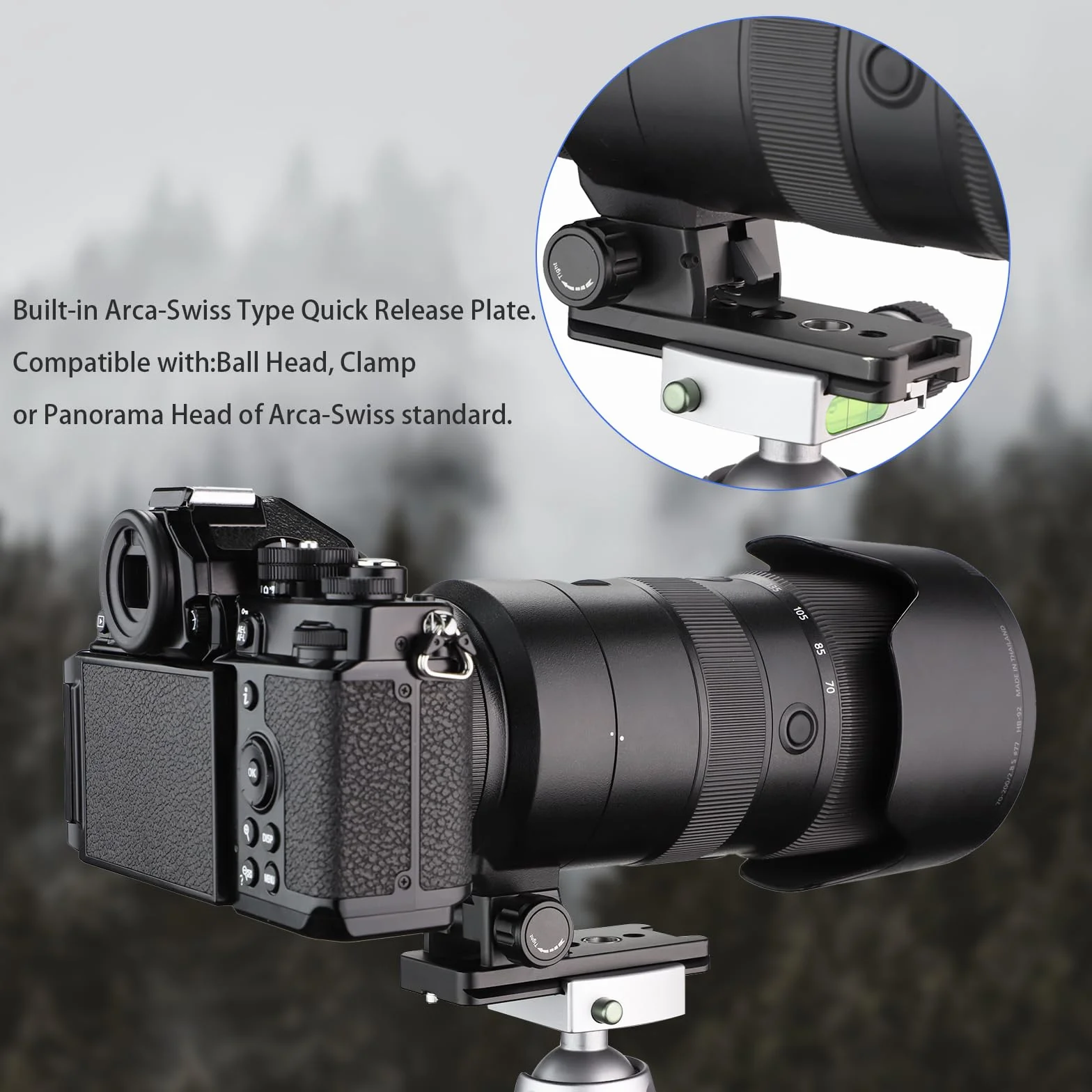Haoge LF-Z72 - Anello di montaggio per treppiede per Nikon Nikkor Z 70-200/2.8 VR S Lens Z 70-200mm F2.8 Z 100-400mm F4.5-5.6 VR S, Z 400 mm f/4.5 VR S, Z 600 mm f / 6.3 VR S piedino di ricambio per