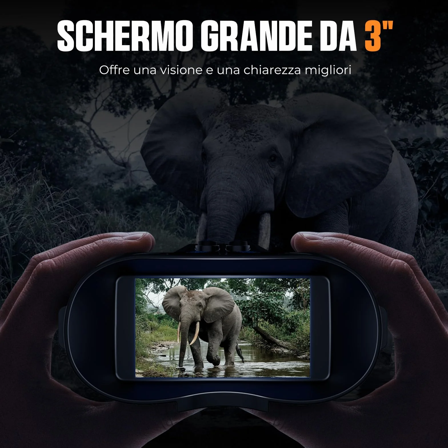 Visore Notturno, CIGMAN Occhiali per Binocolo Visione Notturna 400M Display HD da 3", Binocoli Termici Ricaricabili da 5000mAh Fotocamera HD f/1.4, Zoom Digitale 8X per Caccia, Campeggio, Osservazione