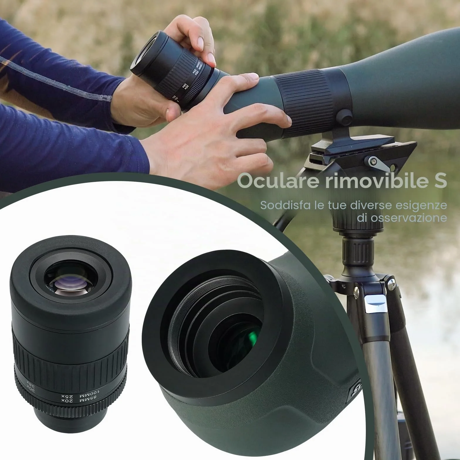 Svbony SA401 APO Cannocchiale, 25-75X100 Apocromatico Obiettivo con Doppia Lente ED FMC, Digiscoping Telescopio Spotting Scope Compatibile Con Fotocamera WIFI SC001 Impermeabili Birdwatching Uccelli