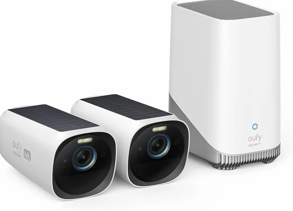 eufy Security eufyCam S330, telecamera wi-fi esternoi, telecamera pannello solare, risoluzione 4K, riflettore e visione notturna a colori, Nessun Costo Mensile, Kit di 2 telecamere (Ristrutturato)