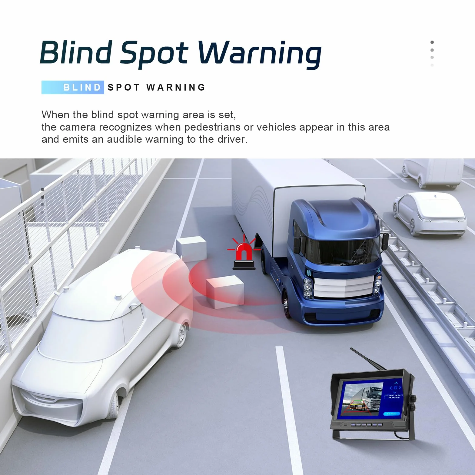 Telecamera Posteriore Digitale Senza Fili Set con 9'' HD Monitor, 1 Grandangolo Impermeabile Visione Notturna Telecamera Targa, per 12V 24V Auto/Camion/Auto/Pickup/SUV/Furgone/Camper
