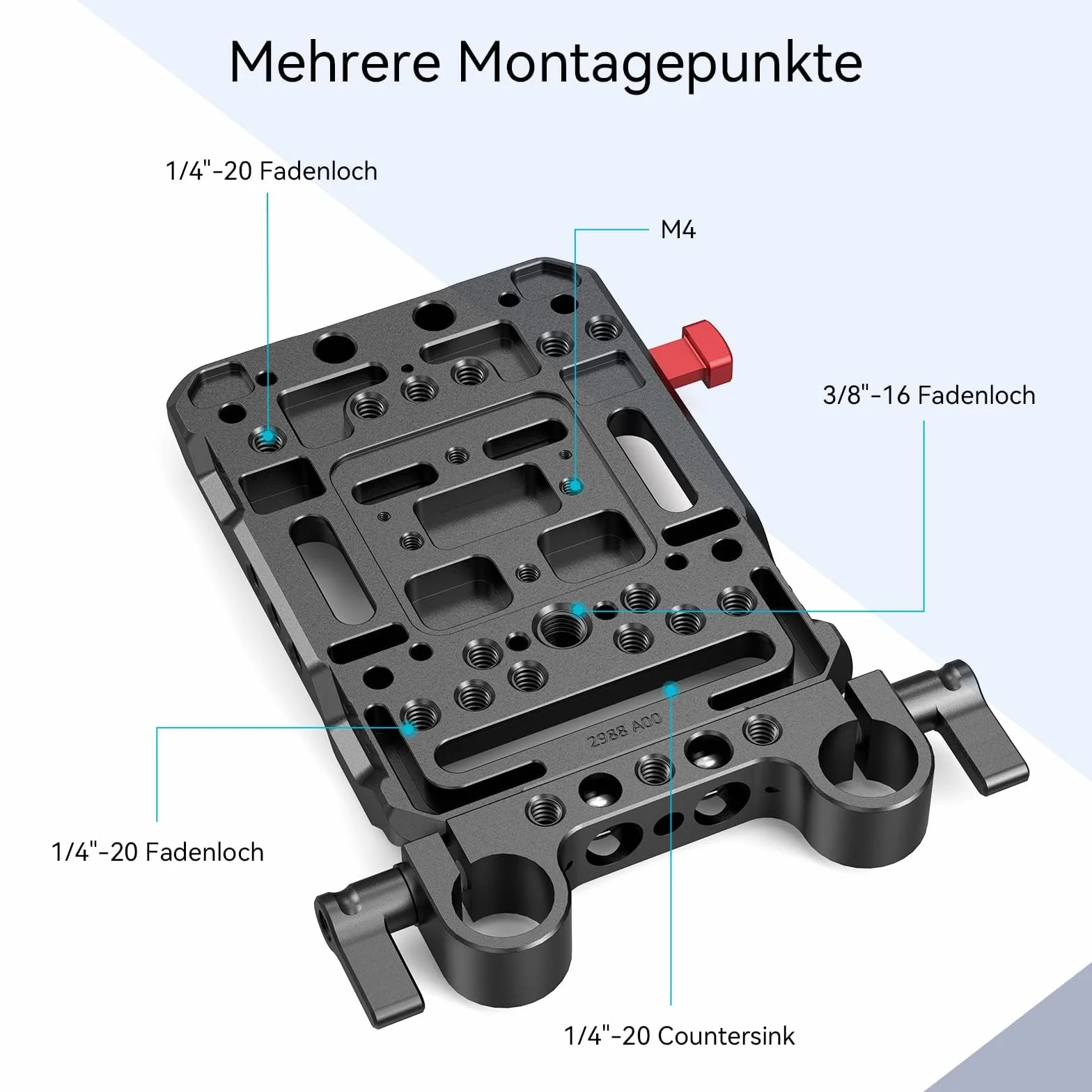 SMALLRIG Piastra Batteria con Montaggio a V con Doppio Morsetto per Asta da 15 mm - 3016