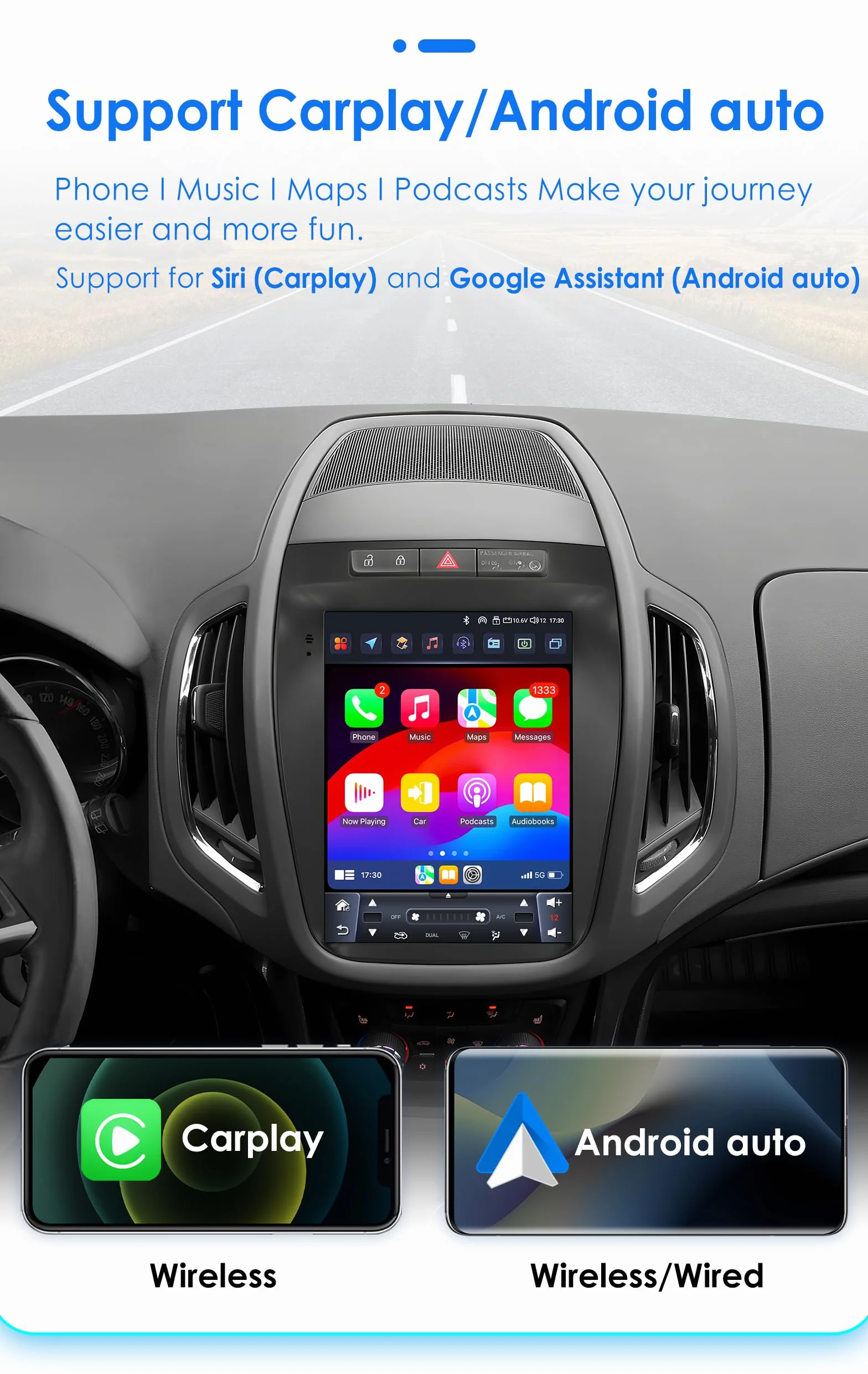 Android 14 Autoradio 9.7 pollici Touchscreen 8 core 4 GB + 32 GB per Opel Zafira C/Vauxhall Zafira C 2010-2016 WiFi Wireless Android Auto & Wireless Carplay Bluetooth WiFi 4G GPS RDS AM/FM
