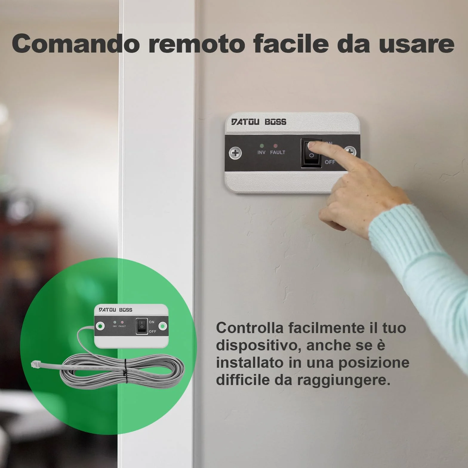 DATOUBOSS Inverter 24V 220V 2000W Onda Pura(Picco 4000W), Trasformatore 24V 220V con 2 EU Prese, Porte USB-A e USB-C,Display LCD,Comando a Distanza,per Camper, Camion, Emergenze e Apparecchi Campeggio