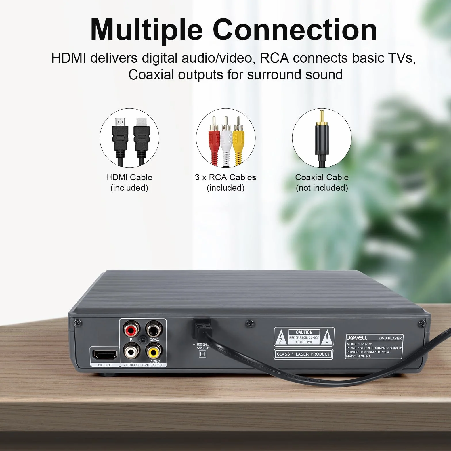Lettore DVD Compatto per TV, JOVELL Lettore DVD CD per Casa con Uscita Coassiale/HDMI/RCA | Riproduttore DVDs e CD con Ingresso USB, Sistema TV NTSC/PAL, Riproduce Tutte le Regioni (No Blu-ray)