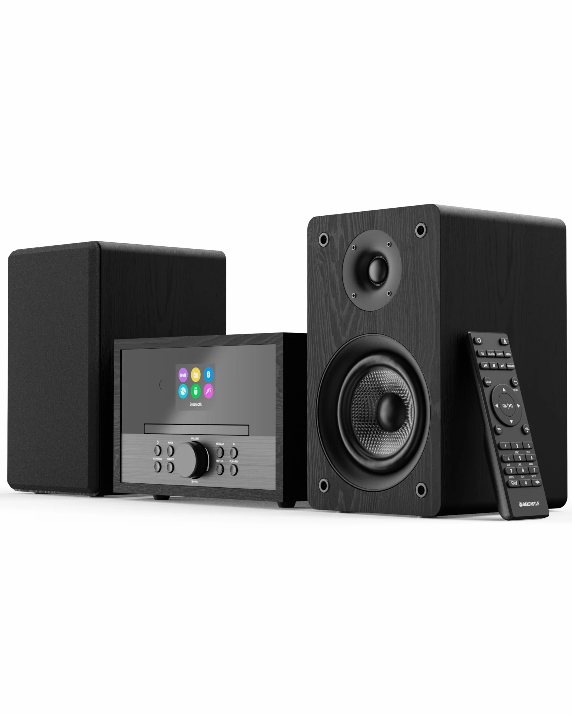 Oakcastle DAB400 HiFi Lettore CD con Radio DAB/DAB+ FM | Sistema Stereo Casa con Bluetooth, USB, AUX e 2 Casse Esterne | Mini HiFi Compatto 60 Preset 7 EQ Telecomando