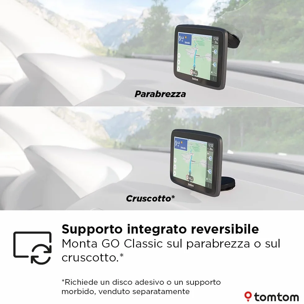 TomTom Navigatore per Auto GO Classic 2a gen. (6", Informazioni sul traffico e Avvisi autovelox, Aggiornamenti Mappe Europa, Aggiornamenti tramite Wi-Fi, Indicatore di corsia in movimento)
