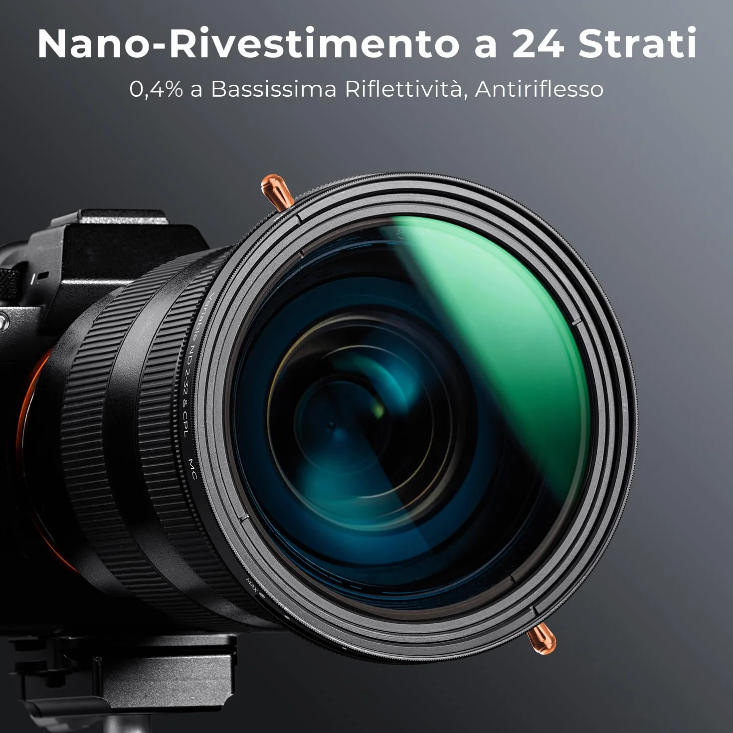 K&F CONCEPT 49mm Filtro Variabile ND2-32 & Polarizzatore 2 In 1, Filtro Densità Neutra ND2-32 & CPL in Vetro Ottico 24 Strati Nano Rivestimento (Nano-D Serie)