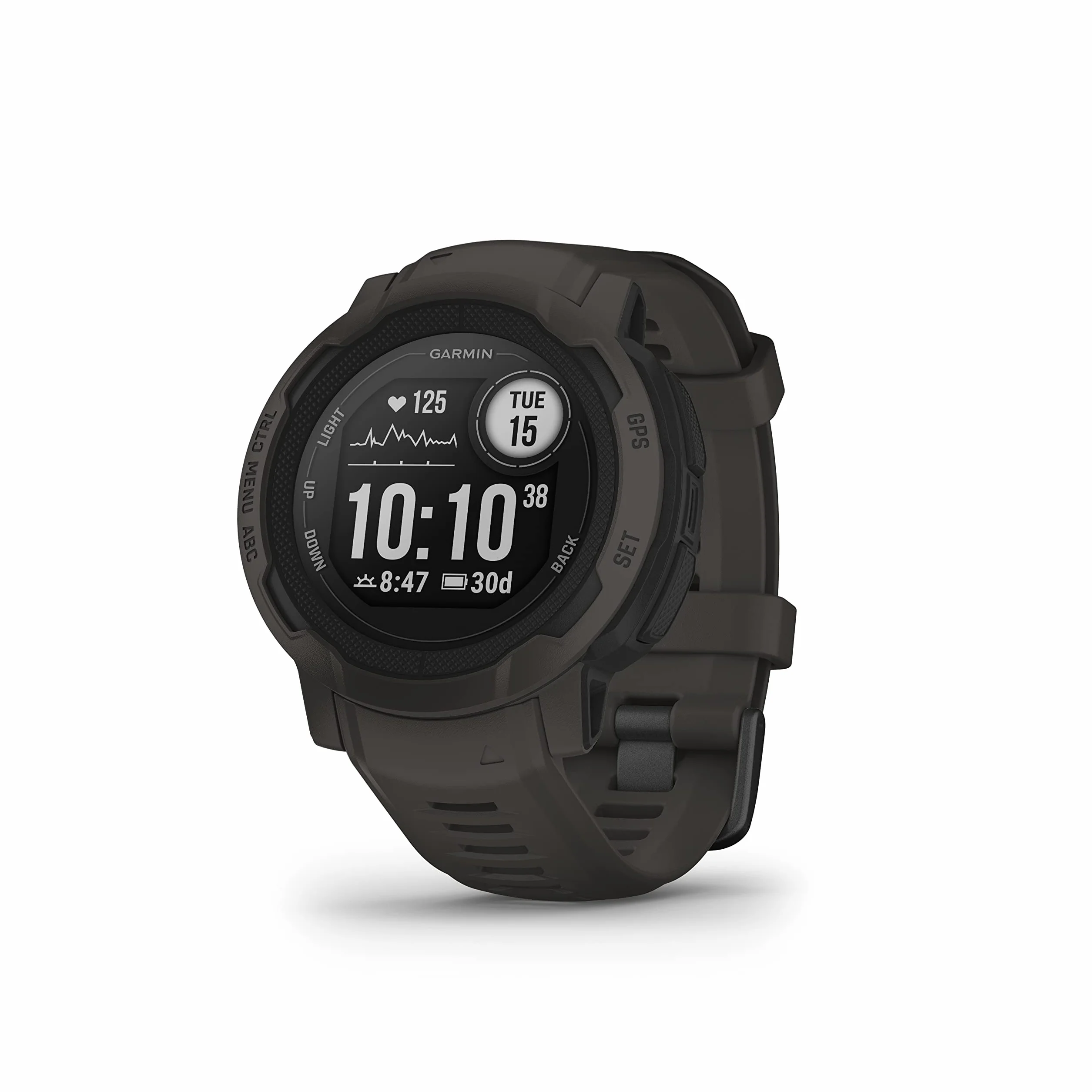 Garmin Instinct 2, Smartwatch, 45mm, Rugged design, Autonomia 28 giorni, +30 app multisport, GPS, Cardio, SpO2, Activity Tracker 24/7, Connect IQ (Graphite) (Ricondizionato)