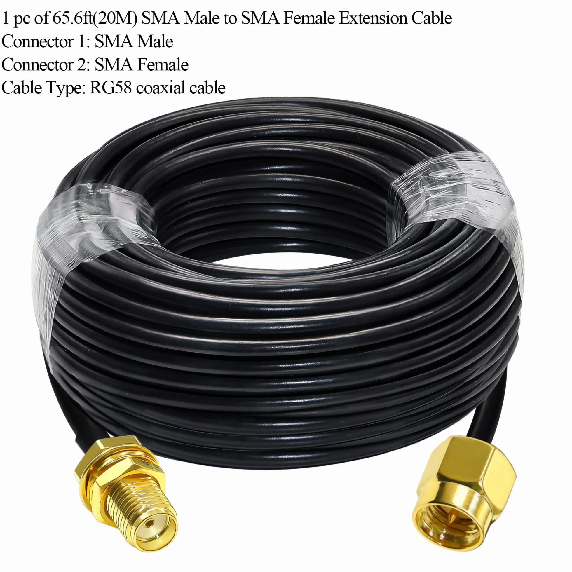 TUOLNK Cavo di prolunga SMA RG58 65.6ft (20M) Cavo coassiale SMA maschio a SMA femmina Antenna WiFi 3G 4G LTE Wireless LAN Cavo coassiale RF a bassa perdita Radio CB
