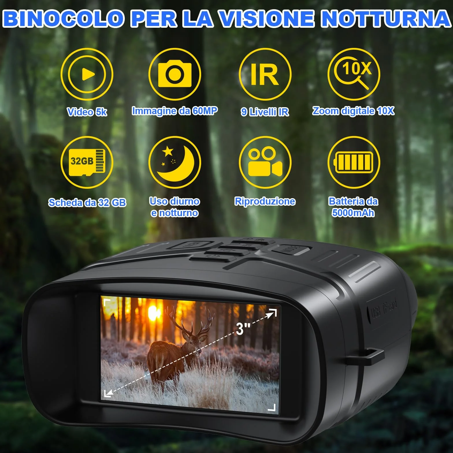 Visore Notturno Termico 5K | Binocolo Visione Notturna
