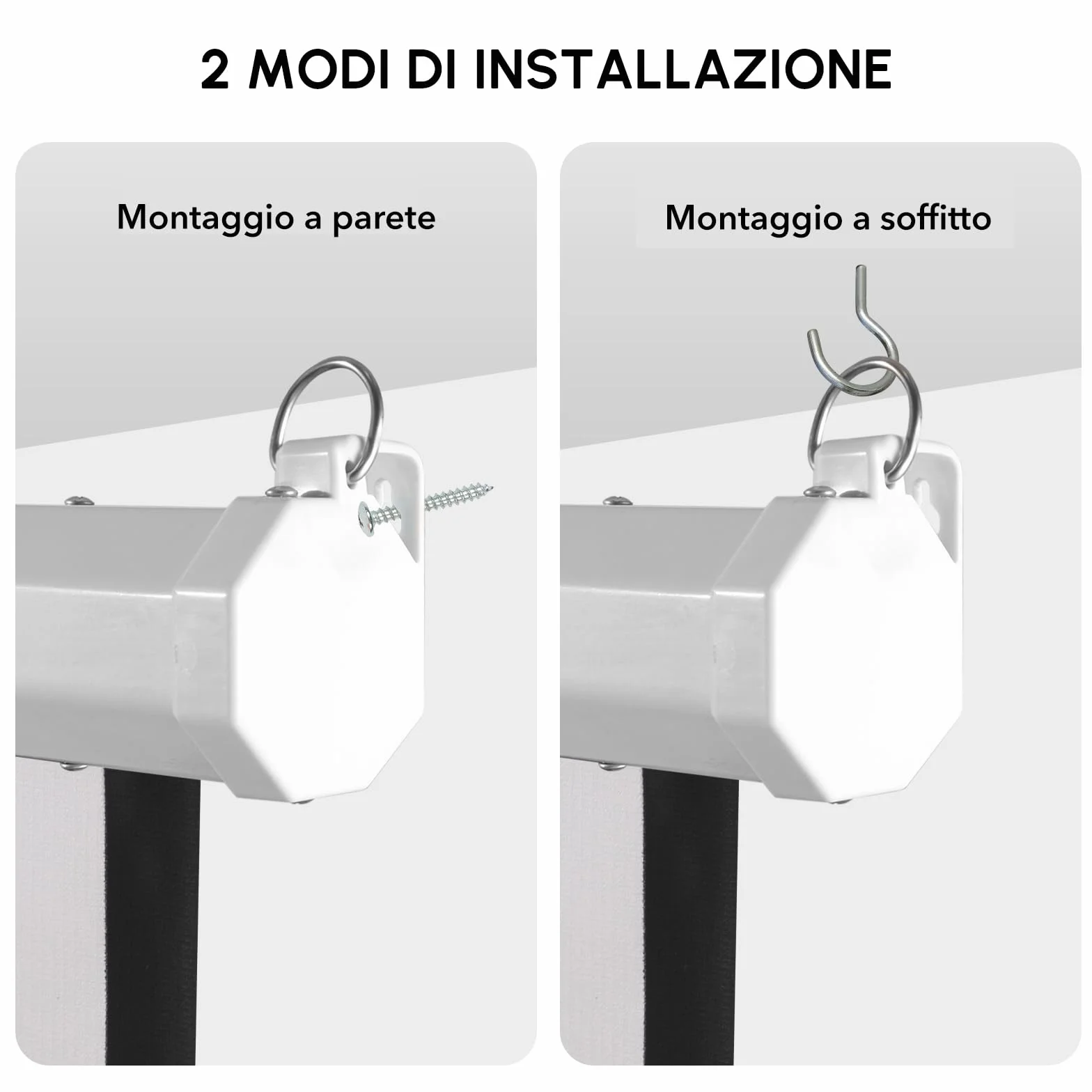 Fabulcozy Schermo di Proiezione Motorizzato, Avvolgibile e a Scomparsa da 100 Pollici Formati 16:9 Bianco per Proiettore 253x168cm