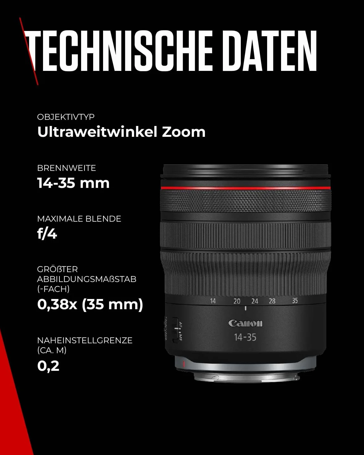 Canon Obiettivo RF 14-35mm F4L IS USM Zoom Ultra-Grandangolare Stabilizzatore Ottico 5 Stop
