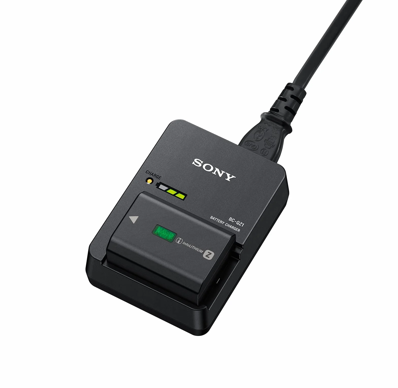 Sony BC-QZ1 – BCQZ1.CEE Caricabatterie rapido (per batterie NP-FZ100, elevata velocità di ricarica, ideale per riprese fotografiche e video professionali, compatibile con fotocamere Alpha e FX)