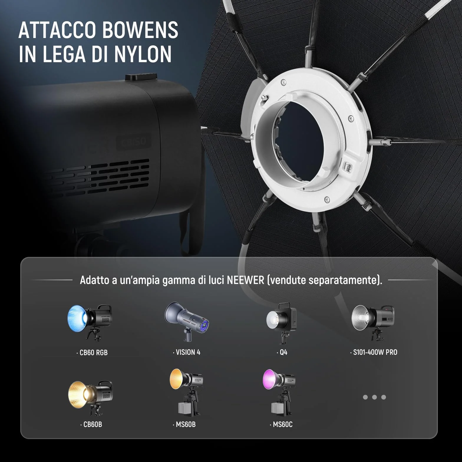 NEEWER Softbox Parabolico Ottagonale da 90cm, Soft Box Bowens Compatibile con Aputure 120d Compatibile con Godox SL60w Q4 AS600B CB300B Q300 Luce, Diffusori, Griglia, Borsa e Panno da Pulizia, NS92P