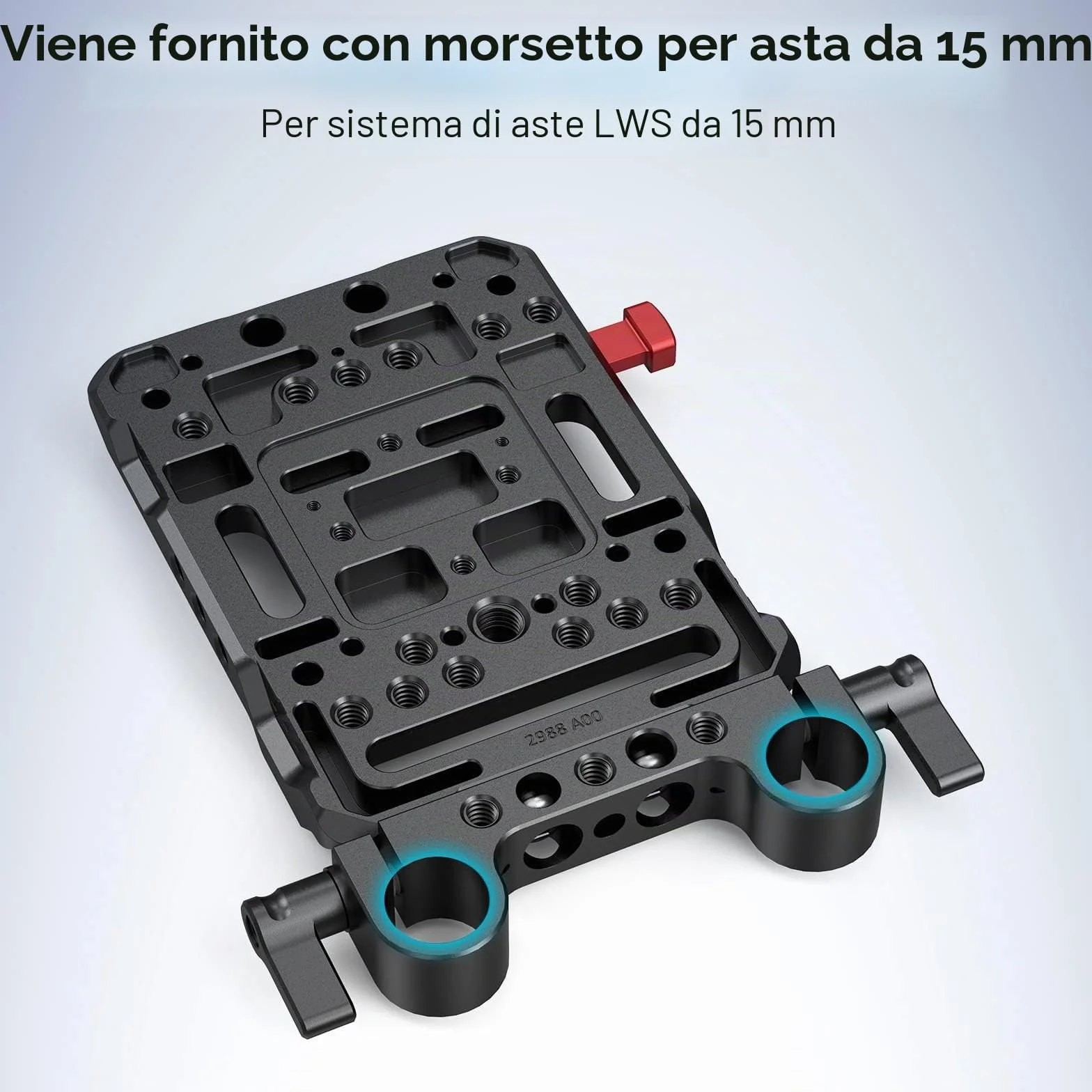 SMALLRIG Piastra Batteria con Montaggio a V con Doppio Morsetto per Asta da 15 mm - 3016