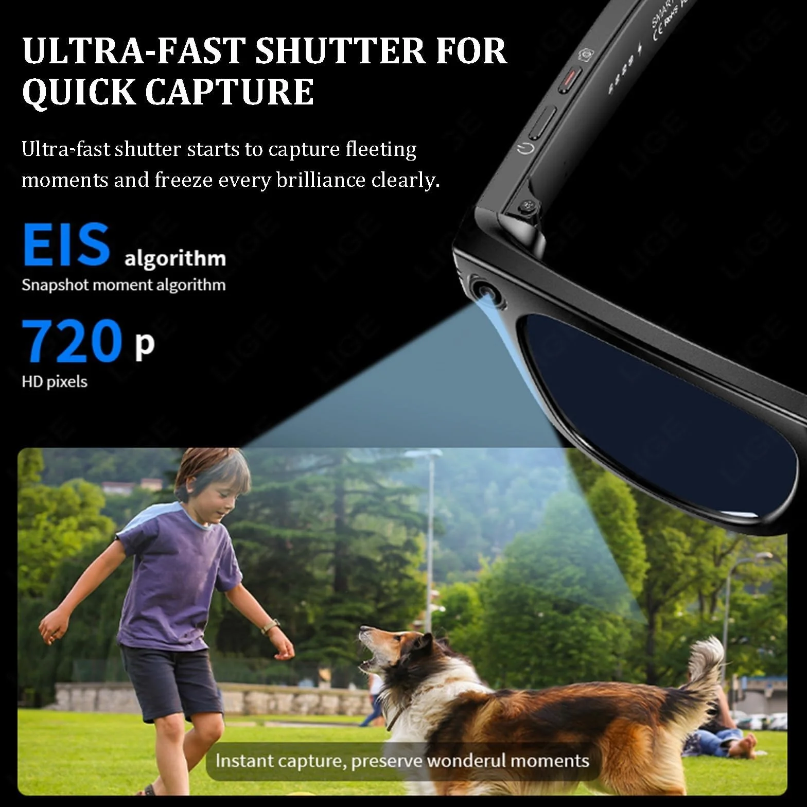 AI Occhiali Con Fotocamera Intelligente, Fotocamera E Altoparlante Da 2MP, Per Video HD 720P E Audio Immersivo, Occhiali Da Sole Intelligenti Multifunzionali, Chat GPT Bluetooth(White)