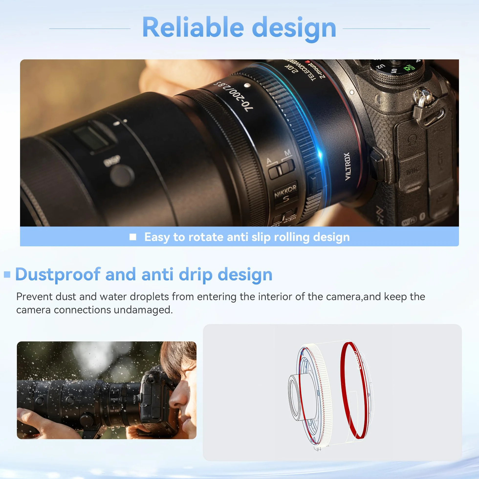 VILTROX Teleconverter TC-2.0X per Nikon Z Mount Teleobiettivo Extender Autofocus Lens Compatibile con NIKKOR Z 70-200mm f/2.8 VR S