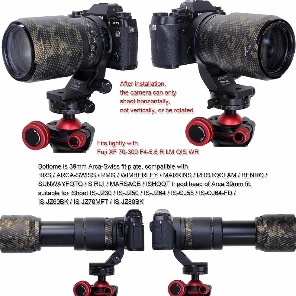 Anello di montaggio per treppiede compatibile con Fuji XF 70-300 f/4-5.6 R LM OIS WR e Fujifilm XF 55-200mm f/3.5-4.8 R LM OIS, staffa di supporto piastra a sgancio rapido per treppiede Arca-Swiss Fit