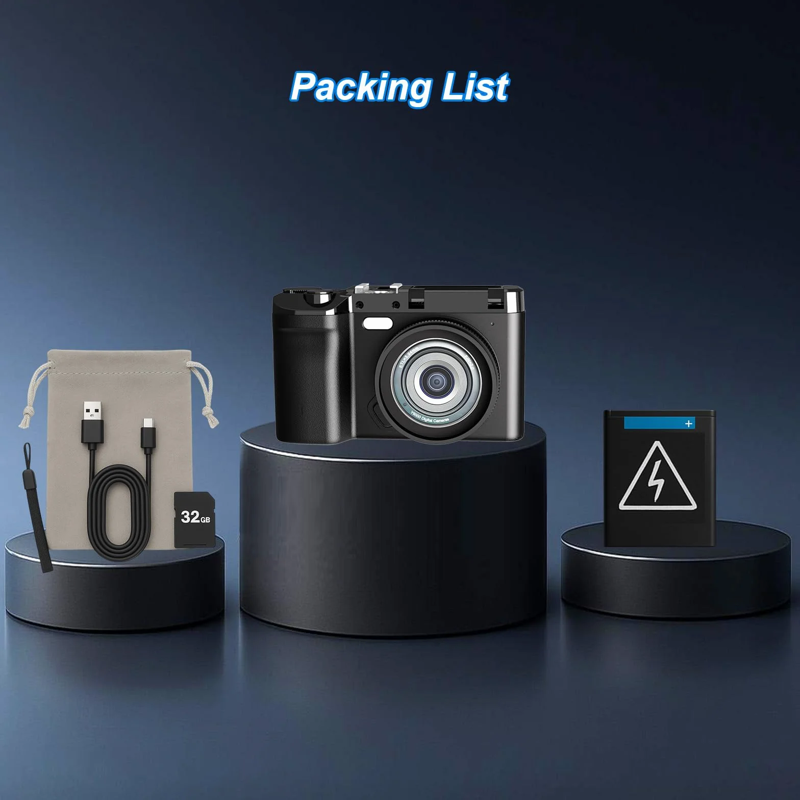 Fotocamera digitale 4K 64 MP, fotocamera compatta retrò con doppio schermo e flash, batteria a lunga durata, zoom 16x, fotocamera per vlogging con diverse modalità (scheda SD da 32 GB)
