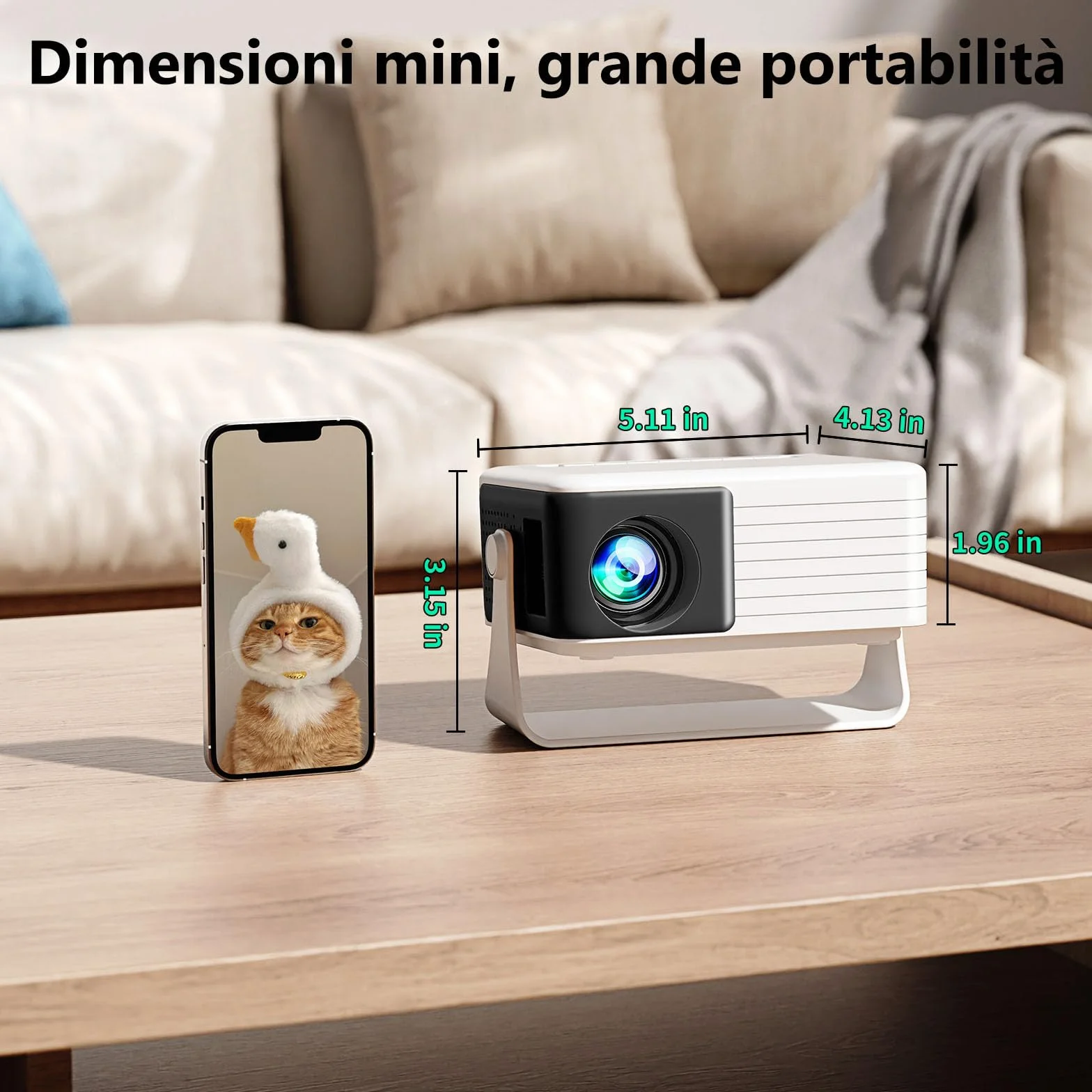 Yoton Y3 Mini Proiettore 15000 Lumens 4K Full HD 1080P Videoproiettore Portatile Auto Keystone Zoom 50%