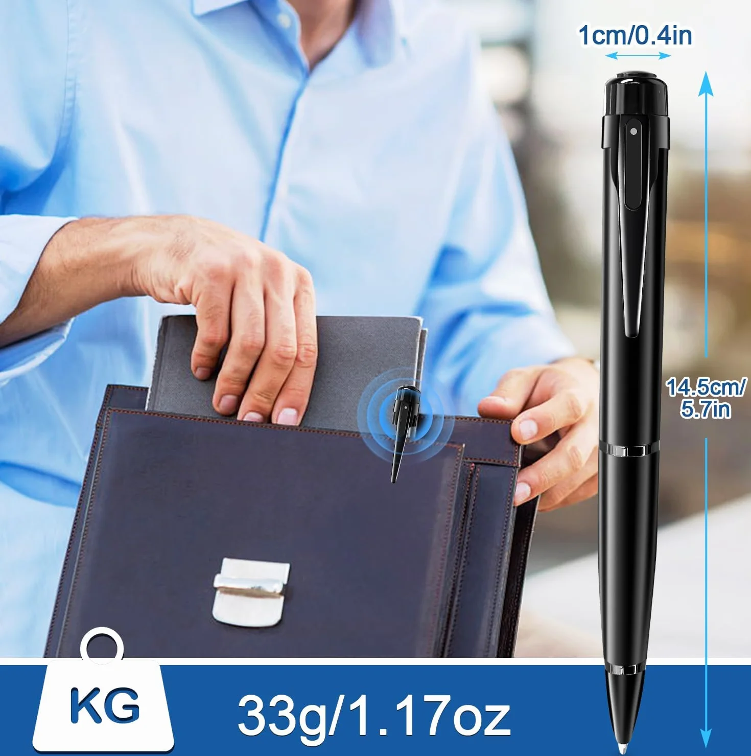 Telecamera Penna 1080P HD con Registrazione Audio e Video, Mini Videocamera Portatile con OTG e Rilevamento del Movimento, Perfetta per Riunioni, Lezioni e Uso in Ufficio