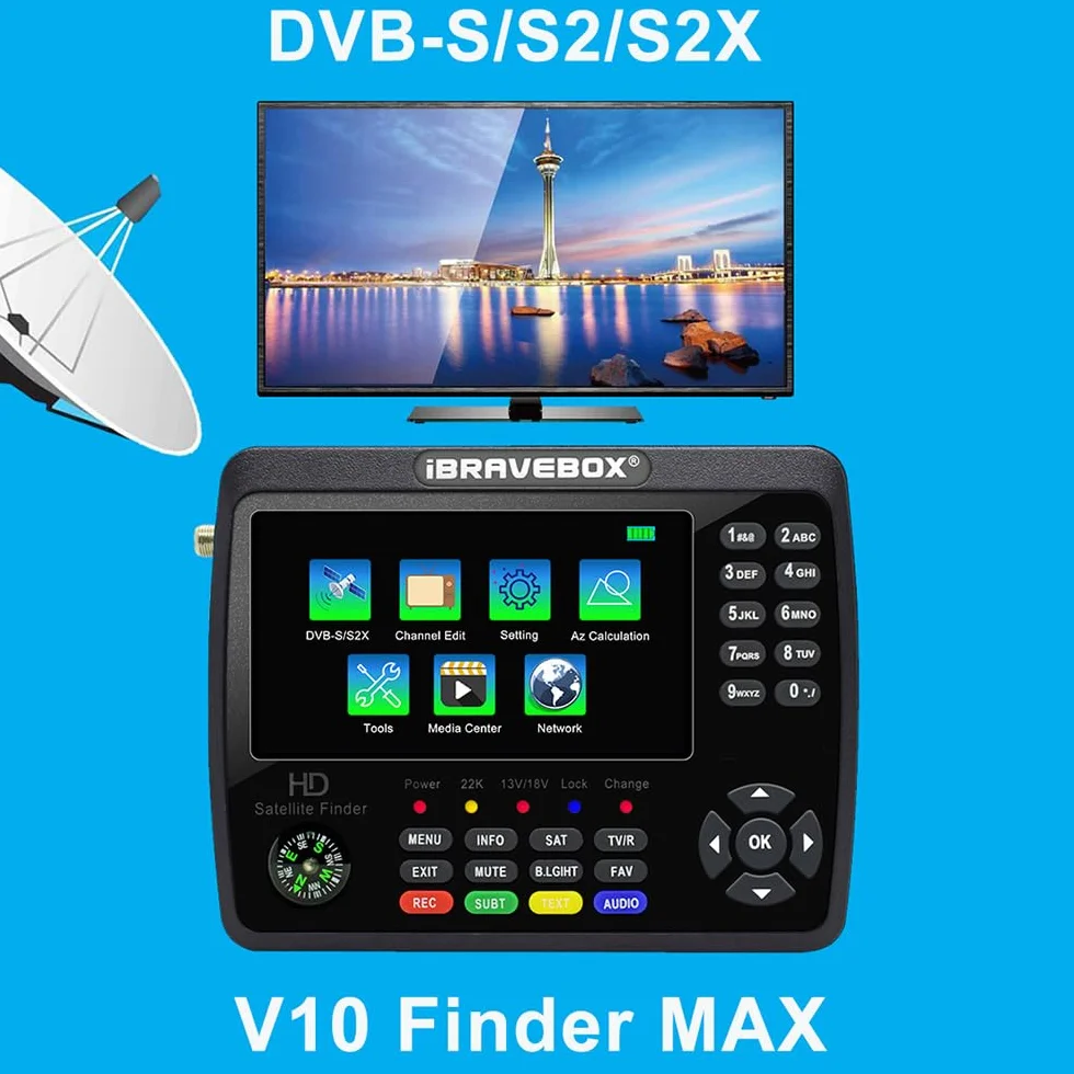 Jemora V10 Finder Max HD Satellite TV Signal Finder DVB-S/S2/S2X Digital Handheld Signal Meter Satellite Finder H.265 LCD da 4,3 pollici per la regolazione della parabola satellitare