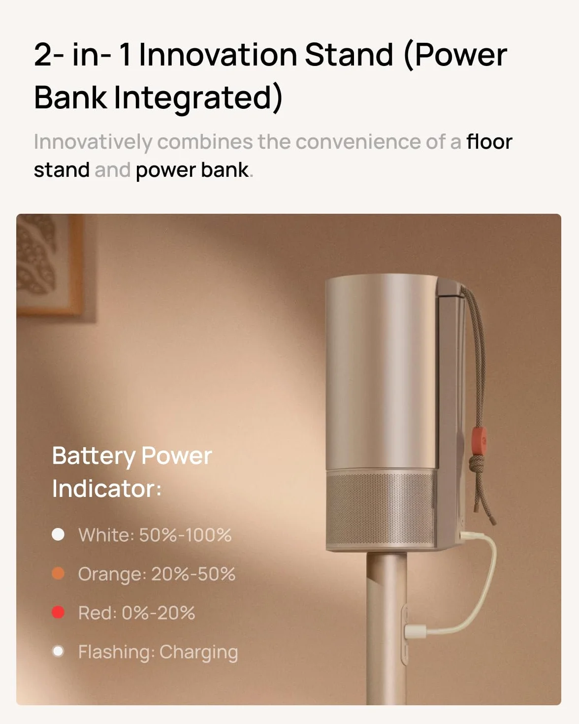XGIMI Supporto PowerBase per il proiettore MoGo 3 Pro, Power Bank Integrato, Batteria di Grande Capacità da20000 mAh,2.5 Ore di Riproduzione, Compagno di Trasporto Flessibile e Portatile per l'Esterno