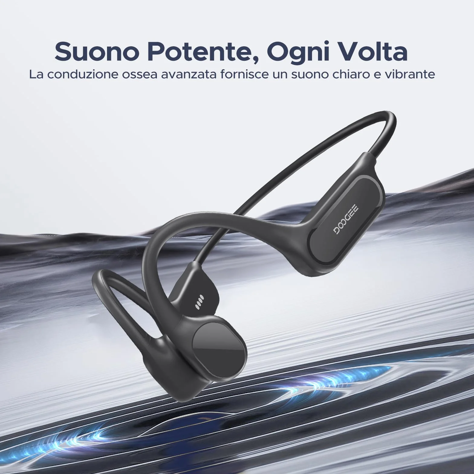 Cuffie a Conduzione Ossea, 10 Ore di Autonomia, IP68 Cuffie Sport Running Inalámbrico Bluetooth 5.4 con Auricolari Aperti e Doppia Modalità MP3 da 32GB per Ciclismo, Nuoto Sott'acqua, Fitness