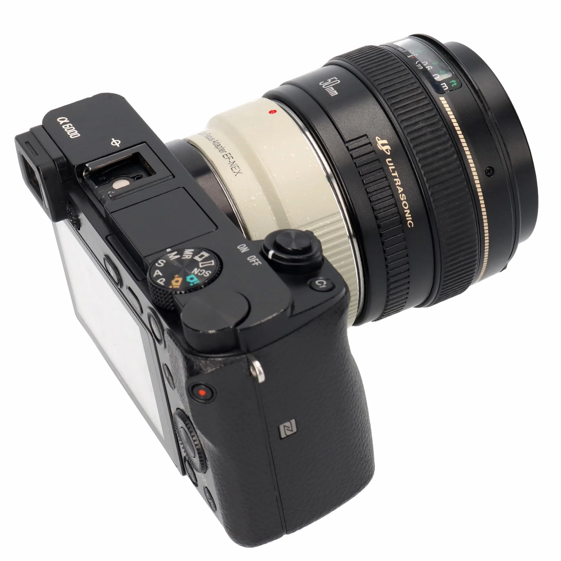 ayex Adattatore per obiettivo AF autofocus compatibile con obiettivo Canon EF/EF-S compatibile con fotocamera Sony E-mount EF-NEX II bianco