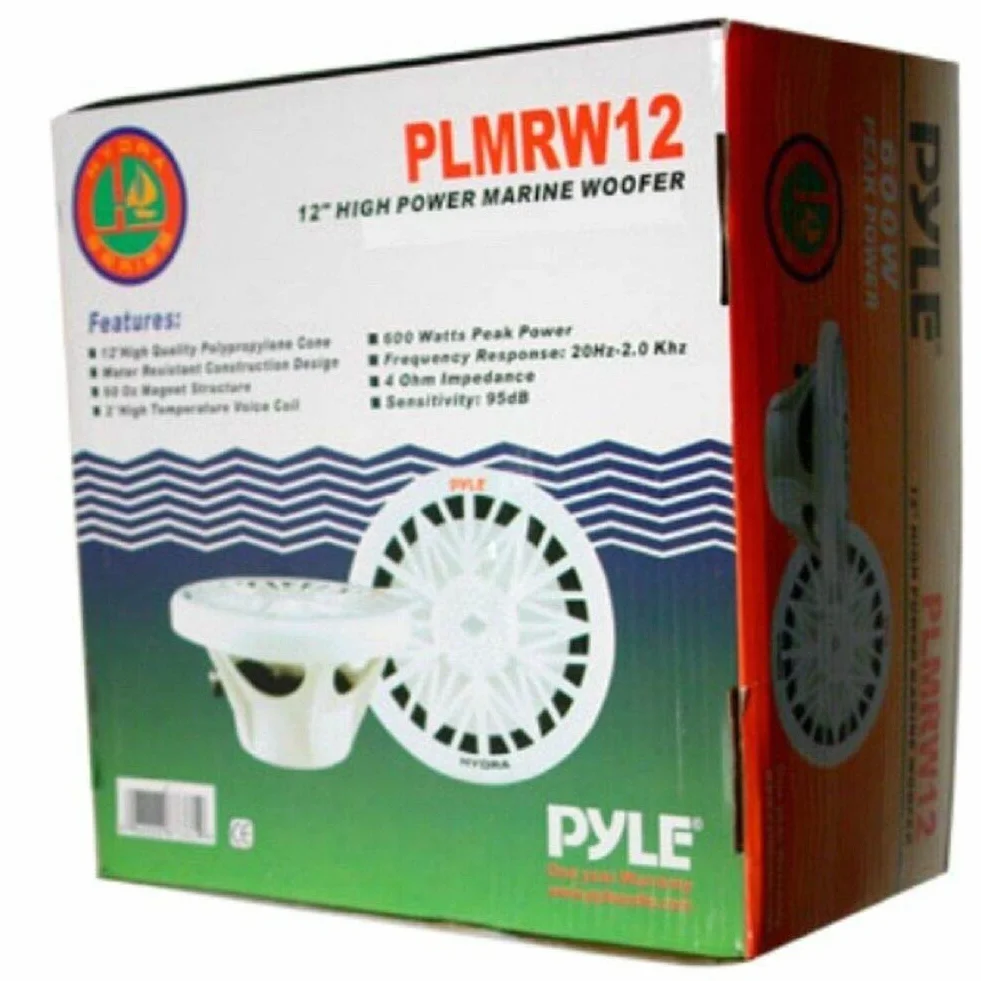SUBWOOFER IMPERMEABILE WATER PROOF PYLE PLMRW12 12" 30,00 CM 300 MM BIANCO PER IMBARCAZIONI BARCA GOMMONE O PISCINA O LOCALI ALL'APERTO, SINGOLA BOBINA DA 4 OHM DA 300 WATT RMS E 600 WATT MAX