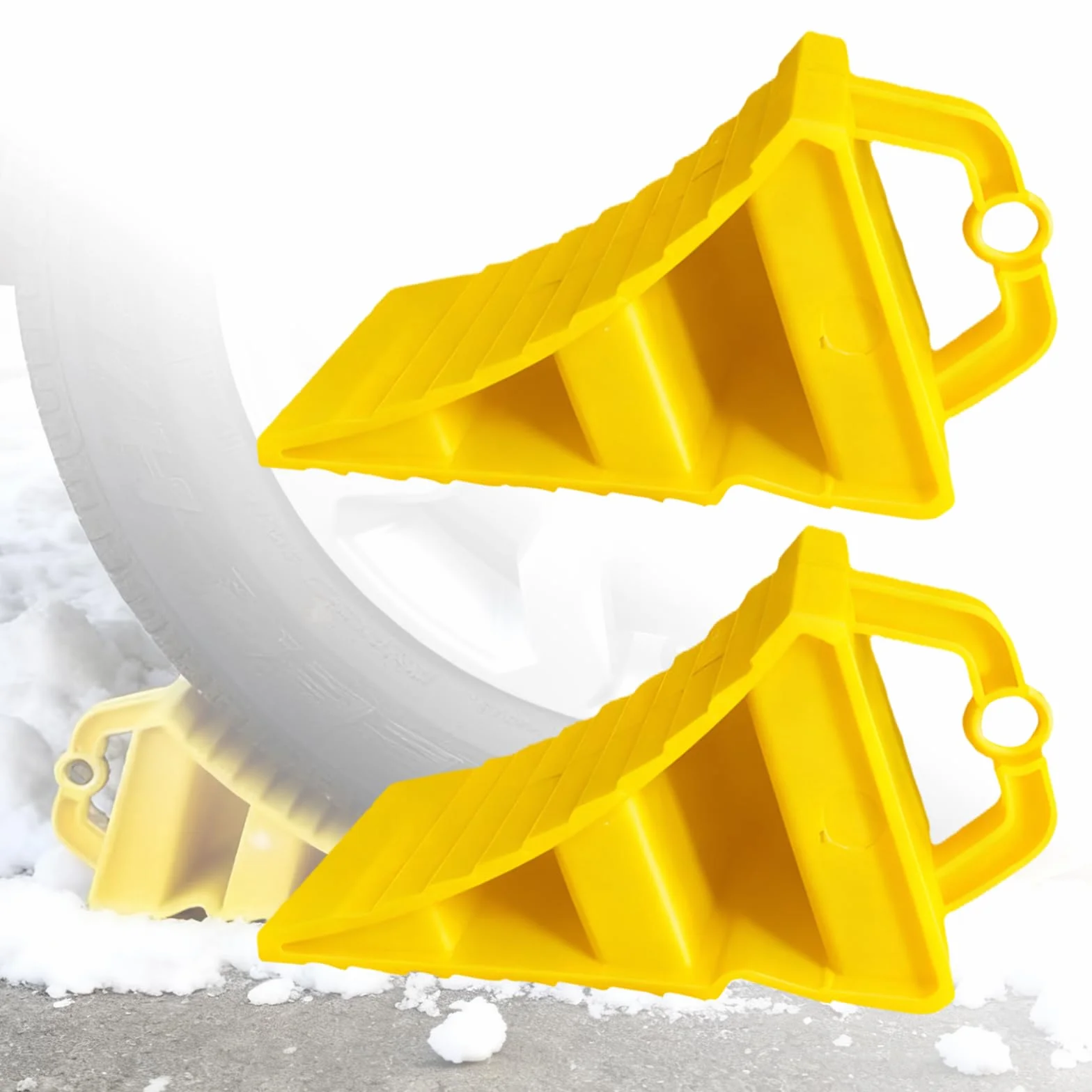 2 pezzi cunei fermaruota per auto: 15 x 10 cm, antiscivolo, portatili, cunei fermaruota per rimorchio, cunei fermaruota gialli con maniglia, cunei fermaruota per camper, cuneo fermaruota in