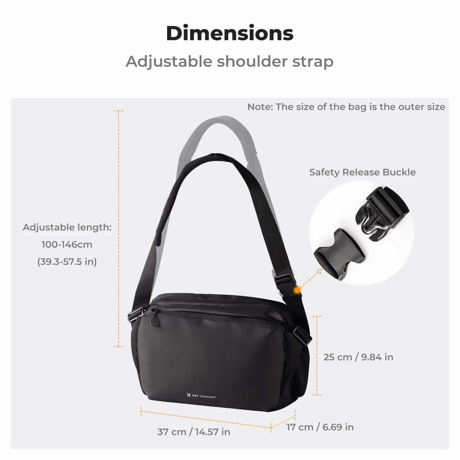 K&F CONCEPT Borsa per Fotocamera, impermeabile a Spalla Singola Zaino Fotografico Casual Borsa a Tracolla Fotocamera Compatibile con macchina fotografica SLR DSLR