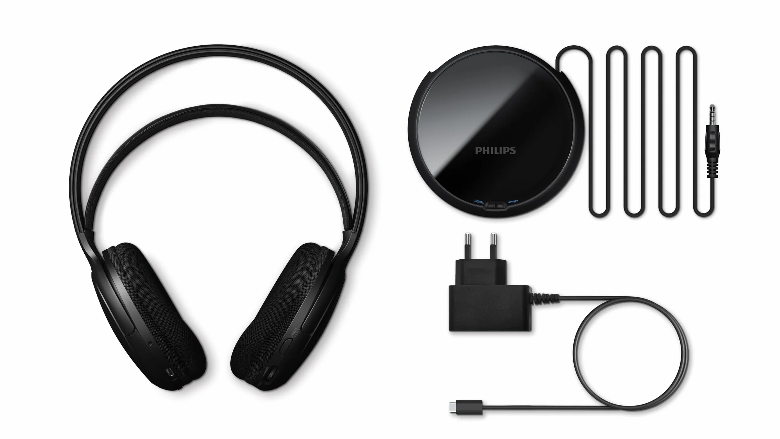 Philips SHC5200M2 Cuffie TV wireless con 30H di riproduzione, Portata 30m, Connessione 2.4G digitale, Vestibilità comoda over-ear, Batteria sostituibile, Audio chiaro dei dialoghi – Nero