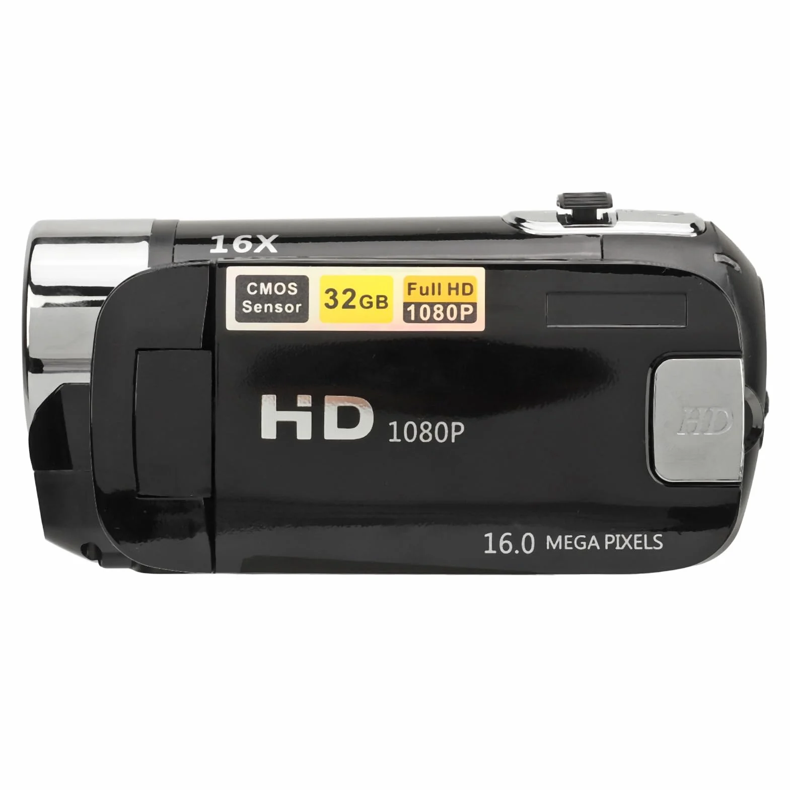 Videocamera, Registratore per Fotocamera Digitale 1080P 16MP, Schermo Ruotabile da 2,4 Pollici Videocamera con Zoom Digitale 16X con Luce di Riempimento (BLACK)
