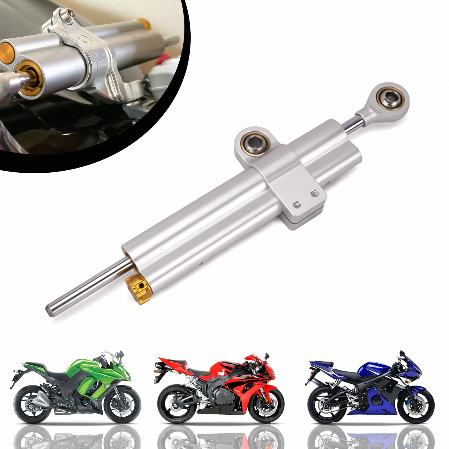 Stabilizzatore ammortizzatore di sterzo per moto Stabilizzatori regolabili universali per moto per scooter ADV Dirt Bike (Grigio Titanio, A)