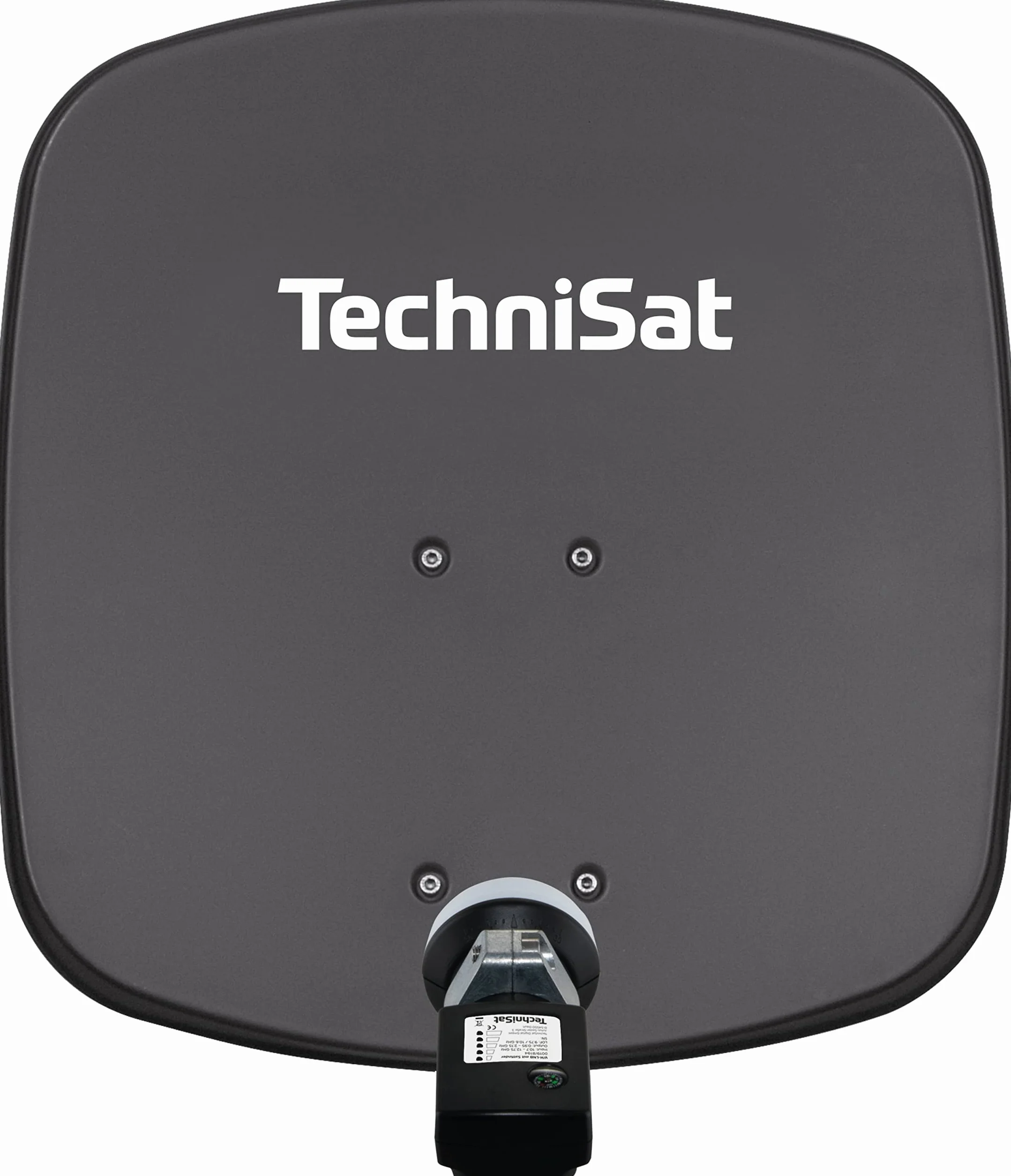 TechniSat DIGIDISH 45 - Antenna parabolica per 1 partecipante (piccola antenna parabolica di 45 cm - set completo con supporto a muro e cercatore di satelliti V/H-LNB) grigio