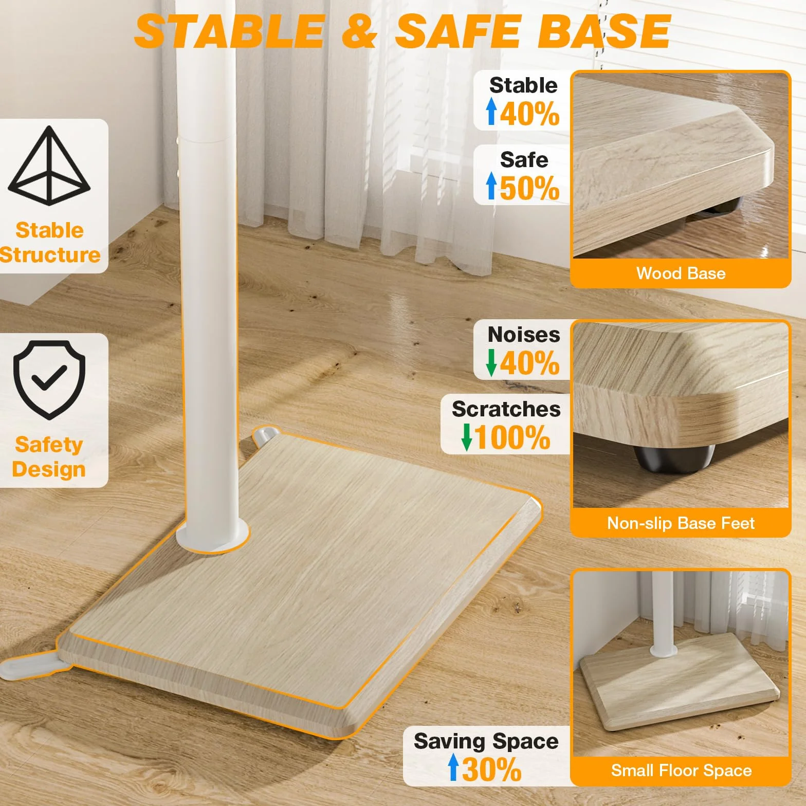 TVON Supporto da pavimento per TV da 32 a 60 pollici, alto con piedini di supporto, supporto angolare sottile per TV regolabile in altezza, supporto girevole per TV, max VESA 400 x 400 mm fino a 40 kg