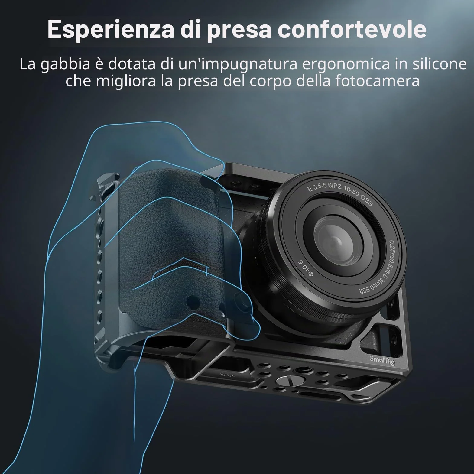 SMALLRIG Cage con Impugnatura in Silicone per Sony A6100 / A6300 / A6400-3164B