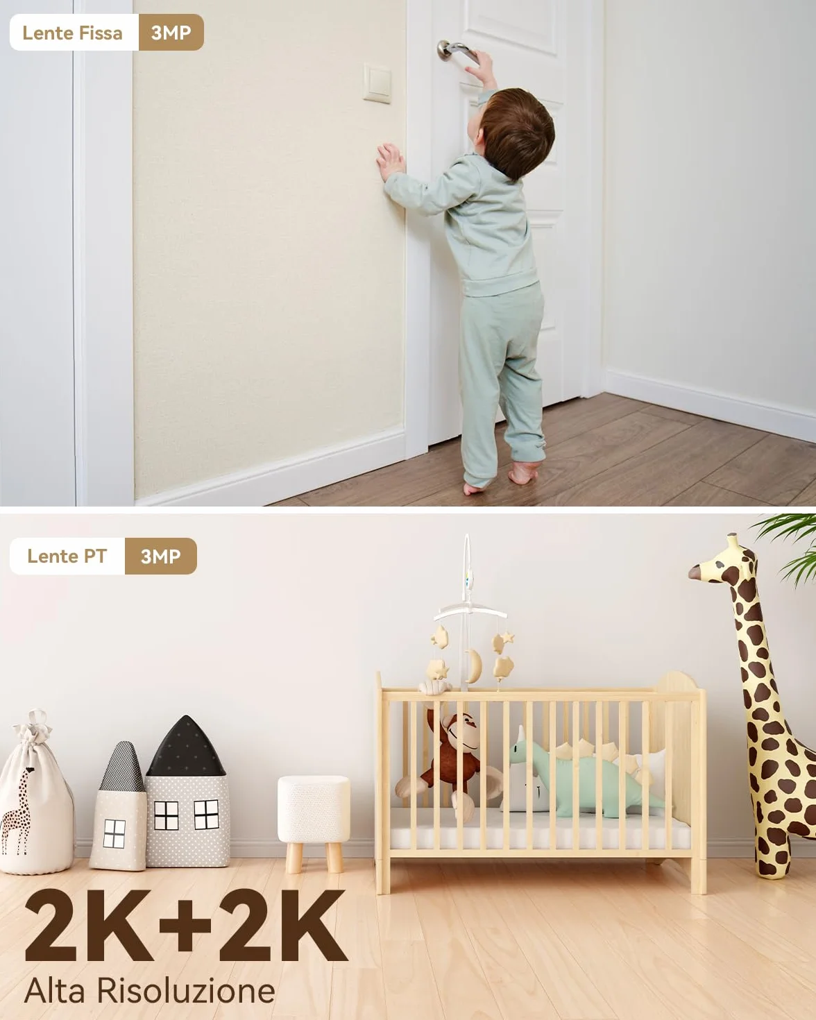 Imou 3K(3MP+3MP) Telecamera WiFi Interno Doppio Obiettivo, 360°PTZ Videocamera Sorveglianza con One-Touch Chiamata, Rilevamento AI Umano/Animali, Visione Notturna a Colori, Modalità Privata, 2,4/5GHz
