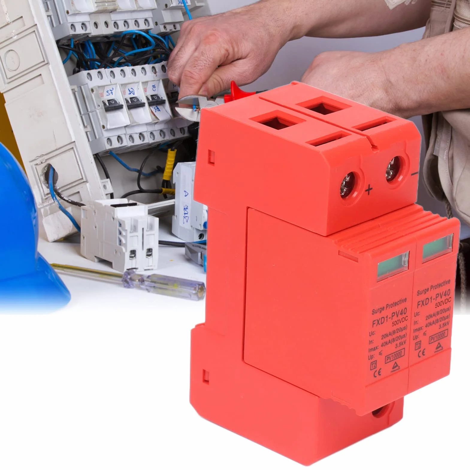 DEWIN Scaricatore di sovratensione 2P 40KA Dispositivo di protezione contro sovratensioni DC 500V Fotovoltaico 2 Pezzi