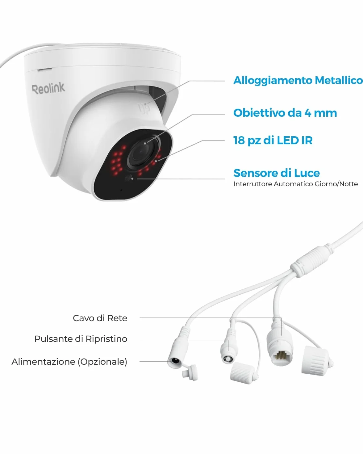 Reolink 5MP Telecamera Esterno PoE, Rilevamento di Uomo/Veicolo/Animale, Visione Notturna IR 30 metri, Videocamera Sorveglianza Esterno Impermeabile IP67, Audio, Slot per Scheda microSD, RLC-520A